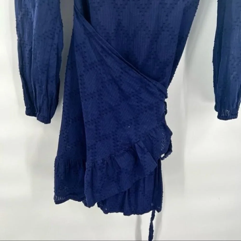 J. Crew blue cotton faux wrap dress size S